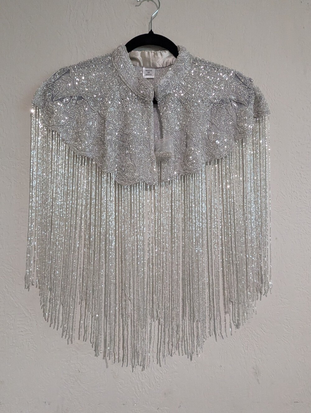 Silver Beaded Fringe Cape